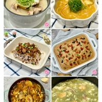 可能是粥、火鍋、豆腐、拉麵和文字的圖像