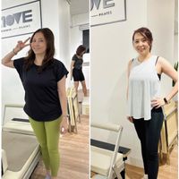 可能是機能運動服飾和顯示的文字是「 1OVE PILATES FORMER VE PILATES PILATES 」的圖像