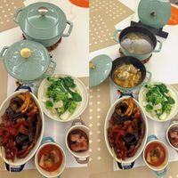 可能是香菇、粥、豆腐、火鍋和文字的圖像