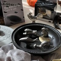可能是餐巾環、咖啡機和顯示的文字是「 The mini book Care & use staub cTb TAU 」的圖像