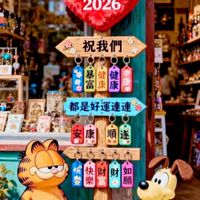 可能是玩具和顯示的文字是「下一站： 2026 祝我們 營園健園 暴健健安 都是好運連連 安康 安康 康 順遂 安康|順逐 順 歩そ 快快財財如 快 如 裝樂富願 富 願 豆包A生成」的圖像