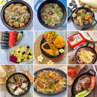 可能是西班牙大鍋飯、印度香料飯、炒飯、拉麵、豆腐、炒麵和顯示的文字是「 / E CEM NUS NO TU 5 ONE IF N NE አሁሎ a 3 의 2M 」的圖像