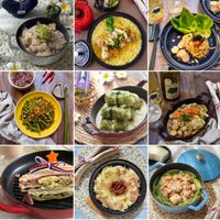 可能是炒麵、義大利麵、豆腐、炒飯、牧羊人派和顯示的文字是「 STAE 小〇」的圖像