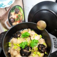 可能是香菇、粥、豆腐和文字的圖像