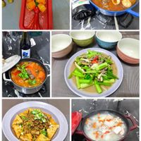 可能是炒麵、火鍋、拉麵、豆腐和顯示的文字是「福 τα PIC.COLLAGE 」的圖像