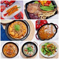 可能是炒麵、火鍋、麵、豆腐和文字的圖像