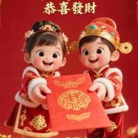 可能是顯示的文字是「拜年啦 恭喜發財 මය 」的圖像