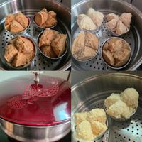 可能是炸丸子、豆腐和椰子馬卡龍的圖像