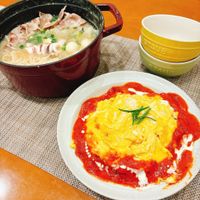 可能是歐姆蛋、豆腐、火鍋和文字的圖像