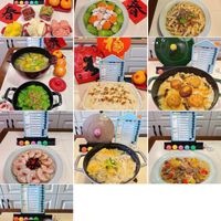 可能是炒麵、豆腐和文字的圖像