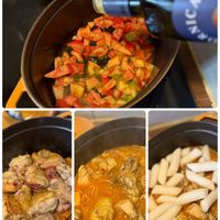 可能是義大利麵、西班牙大鍋飯和燉小牛膝的圖像