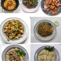 可能是豆腐、義大利麵和炒麵的圖像