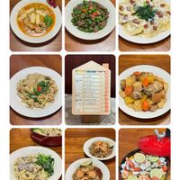 可能是炒麵、義大利麵和文字的圖像
