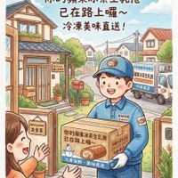 可能是顯示的文字是「你的蘋果冰茶生乳捲 已在路上囉~ 冷凍美味直送！ Welcome 时み場食室 冷凍保鮮美味直送 蘋果冰茶生乳捲 ApplekeT AoglekoeTeaSwtsRol SwissPol 冷鐘運送 OL Welcome 美食家 美味快捷 Express 已在路上囉~ 你的蘋果冰茶生乳捲 精果米茶生乳糖 冷袋運送 冷凍保鲜.美味直送 冷凍保鲜 美味直送」的圖像