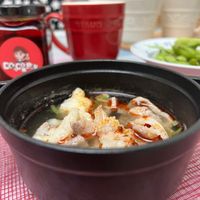 可能是豆腐、粥、火鍋、拉麵和文字的圖像