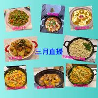 可能是炒麵、豆腐、火鍋、西班牙大鍋飯和顯示的文字是「 대반 番茄烟雞 對茄爛雞 杭椒骰子牛 義大利餃子 三杯花菜 三月直播 卡波納 西班牙海鮮燉飯 泰式炒河粉」的圖像