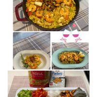 可能是西班牙大鍋飯、義大利麵、炒飯和顯示的文字是「 શ de SAs FIDEUÁ FIDEU Paellero おわにん 2 0 」的圖像