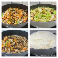 可能是麵、拉麵、炒麵和香菇的圖像