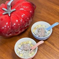 可能是豆腐、甜點、粥和龍眼的圖像
