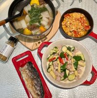 可能是火鍋、豆腐和文字的圖像