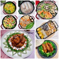 可能是炒麵、麵、火鍋、豆腐和文字的圖像