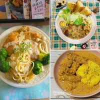 可能是豆腐、炸丸子和文字的圖像