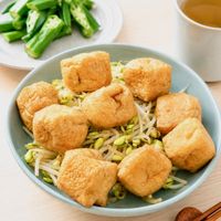 可能是豆腐和炸丸子的圖像