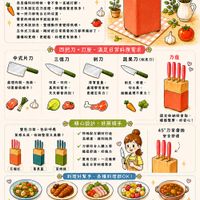 可能是炒麵和顯示的文字是「讓備料更順手 料理更輕鬆！ 一起分享料理好幫手 五件式刀座組 料理蓋樓抽獎登場囉！ 親愛的大家們好 有時候下詹順不順 不是看今天要煮什麽， 而是備料的時候， 會不會一直被打斷。 當刀具固定在刀座裡 ，那種感覺差很多！ 每一把刀都有自己的位置， 需要的時候伸手就能拿到， 用完再放回去， 整個動作會製得很順。 五件式刀座組 開好把日常需要的刀都準備好了， 讓備料更順， 更輕鬆 料理更有節奏！ 中式片刀 三德刀 四把刀+刀座 刀座·滿足日常料理需求 刹刀 蔬果刀 蔬果刀（刺皮刀） （前皮刀） 處理肉類、拍森 拍森、 切惠都很順手！ 刀座 切菜· 切菜、切肉、 切肉 萬用好幫手， 天天都會用到！ 厚實重量， 處理帶骨食材 更穂定有力！ 剛皮 剛皮、修邊、 修邊、 切水果， 細織處理不貴力！ 雙色刀架 變色刀架.色彩呼應 色彩呼應 質感天成 收納整潔又美親！ 精心設計 好用順手 圖定收納好拿取， 權面整膏， 樓面整賣，好安心！ 好安心！ ／特殊配方網材打造 高硬度，锋利耐用 高硬度 45°刀背磨抛 安全舒適 ／刀柄符合人體工學 經盛舒適 經感舒適，好能力 好施力 石榴紅 募果藍 菜姆緣 實用刀款一次備膏 實用刀款· 一次備奇 滿足日常料理需求 料理好幫手 各種料理都OK！ & 快炒時蔬 香煎雞胸 生魚片 清潔與保養小提醒 刀麼不可水洗 以免刀座變型、 亀裂或發母。 水果沙拉 嫩煮料理 2 精透優質天然木/竹材， 可用乾净排布摄拼， 並陰速透愿膚收藏。 切勿將刀座放入冰中 或其他鸿液中浸泡， 或在烈日下環喔。 歡迎一起來蓋樓留言！ 平常最常用的是哪一把刀呢？ 抽獎好禮 # 精從留言中抽出 位本運社友 一份！ 」的圖像