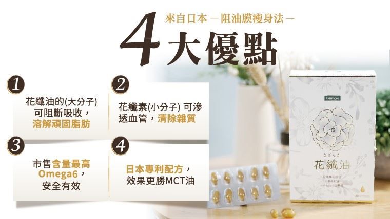 日本醫學肯定，山茶花纖油瘦身法，有助於管控體脂及調節血脂。（圖／業者提供）